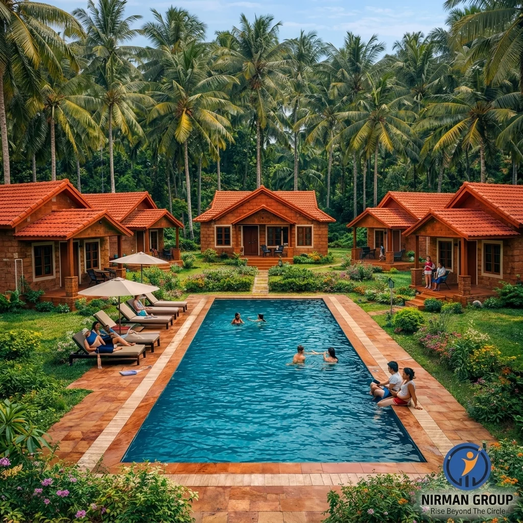 Ready Farmhouse Project – Alibaug Pool & Villa View